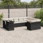 Preview: ARDEBO.de - 10-tlg. Garten-Sofagarnitur mit Kissen Schwarz Poly Rattan