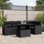 Preview: ARDEBO.de - 6-tlg. Garten-Sofagarnitur mit Kissen Schwarz Poly Rattan