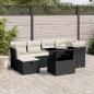 Preview: ARDEBO.de - 7-tlg. Garten-Sofagarnitur mit Kissen Schwarz Poly Rattan