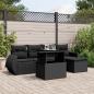 Preview: ARDEBO.de - 6-tlg. Garten-Sofagarnitur mit Kissen Schwarz Poly Rattan