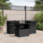 Preview: ARDEBO.de - 5-tlg. Garten-Sofagarnitur mit Kissen Schwarz Poly Rattan