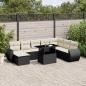 Preview: ARDEBO.de - 9-tlg. Garten-Sofagarnitur mit Kissen Schwarz Poly Rattan