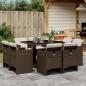 Preview: ARDEBO.de - 9-tlg. Garten-Essgruppe mit Kissen Braun Poly Rattan