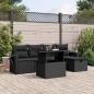 Preview: ARDEBO.de - 6-tlg. Garten-Sofagarnitur mit Kissen Schwarz Poly Rattan