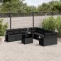 Preview: ARDEBO.de - 11-tlg. Garten-Sofagarnitur mit Kissen Schwarz Poly Rattan