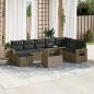 Preview: ARDEBO.de - 9-tlg. Garten-Sofagarnitur mit Kissen Grau Poly Rattan