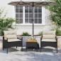 Preview: 3-tlg. Garten-Sofagarnitur mit Kissen Schwarz Poly Rattan