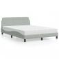 Preview: ARDEBO.de - Bett mit Matratze Hellgrau 140x190 cm Samt