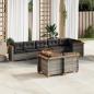 Preview: ARDEBO.de - 9-tlg. Garten-Sofagarnitur mit Kissen Grau Poly Rattan