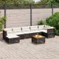 Preview: ARDEBO.de - 8-tlg. Garten-Sofagarnitur mit Kissen Schwarz Poly Rattan