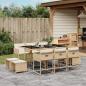 Preview: ARDEBO.de - 11-tlg. Garten-Essgruppe mit Kissen Beige Poly Rattan