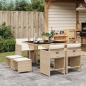 Preview: ARDEBO.de - 9-tlg. Garten-Essgruppe mit Kissen Beige Poly Rattan