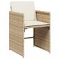 Preview: 9-tlg. Garten-Essgruppe mit Kissen Beige Poly Rattan