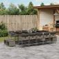 Preview: ARDEBO.de - 15-tlg. Garten-Essgruppe mit Kissen Grau Poly Rattan