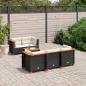 Preview: ARDEBO.de - 6-tlg. Garten-Sofagarnitur mit Kissen Schwarz Poly Rattan