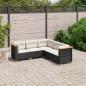 Preview: ARDEBO.de - 5-tlg. Garten-Sofagarnitur mit Kissen Schwarz Poly Rattan