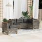 Preview: ARDEBO.de - 5-tlg. Garten-Sofagarnitur mit Kissen Grau Poly Rattan