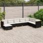 Preview: ARDEBO.de - 8-tlg. Garten-Sofagarnitur mit Kissen Schwarz Poly Rattan