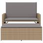 Preview: Gartenbank mit Kissen und Hocker Beige Poly Rattan