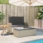 Preview: Gartenbank mit Kissen und Hocker Hellgrau Poly Rattan