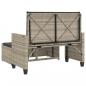 Preview: Gartenbank mit Kissen und Hocker Hellgrau Poly Rattan