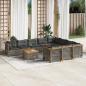 Preview: ARDEBO.de - 11-tlg. Garten-Sofagarnitur mit Kissen Grau Poly Rattan