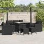 Preview: ARDEBO.de - 6-tlg. Garten-Sofagarnitur mit Kissen Schwarz Poly Rattan