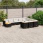 Preview: ARDEBO.de - 11-tlg. Garten-Sofagarnitur mit Kissen Schwarz Poly Rattan