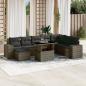 Preview: ARDEBO.de - 9-tlg. Garten-Sofagarnitur mit Kissen Grau Poly Rattan