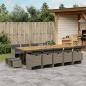 Preview: ARDEBO.de - 15-tlg. Garten-Essgruppe mit Kissen Grau Poly Rattan