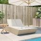 Preview: ARDEBO.de - Doppel-Sonnenliege mit Auflagen Beige Poly Rattan