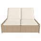 Preview: Doppel-Sonnenliege mit Auflagen Beige Poly Rattan