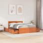 Preview: Bett mit Schubladen und Matratze Wachsbraun 120x200 Massivholz