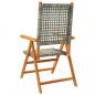 Preview: Gartenstuhl Verstellbar 8 Stk. Grau Poly Rattan Massivholz