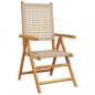 Preview: Gartenstuhl Verstellbar 6 Stk. Beige Poly Rattan Massivholz