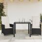 Preview: ARDEBO.de - 3-tlg. Bistro-Set mit Kissen Schwarz Poly Rattan