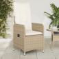 Preview: ARDEBO.de - Gartensessel mit Kissen Verstellbar Beige Poly Rattan