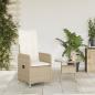 Preview: Gartensessel mit Kissen Verstellbar Beige Poly Rattan