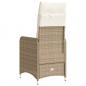 Preview: Gartensessel mit Kissen Verstellbar Beige Poly Rattan