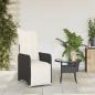 Preview: Gartensessel Verstellbar mit Kissen Schwarz Poly Rattan