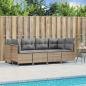 Preview: ARDEBO.de - 5-tlg. Garten-Sofagarnitur mit Kissen Beige Poly Rattan