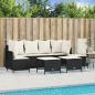 Preview: ARDEBO.de - 5-tlg. Garten-Sofagarnitur mit Kissen Schwarz Poly Rattan