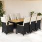 Preview: ARDEBO.de - 9-tlg. Garten-Essgruppe mit Kissen Schwarz Poly Rattan