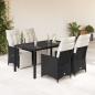 Preview: ARDEBO.de - 5-tlg. Garten-Essgruppe mit Kissen Schwarz Poly Rattan