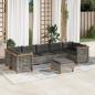 Preview: ARDEBO.de - 8-tlg. Garten-Sofagarnitur mit Kissen Grau Poly Rattan