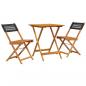 Preview: ARDEBO.de - 3-tlg. Bistro-Set Schwarz Poly Rattan und Massivholz