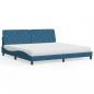 Preview: ARDEBO.de - Bett mit Matratze Blau 200x200 cm Samt