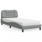 Preview: ARDEBO.de - Bett mit Matratze Hellgrau 90x200 cm Stoff