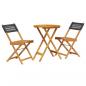 Preview: 3-tlg. Bistro-Set Schwarz Poly Rattan und Massivholz