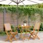 Preview: ARDEBO.de - 3-tlg. Bistro-Set Beige Stoff und Massivholz